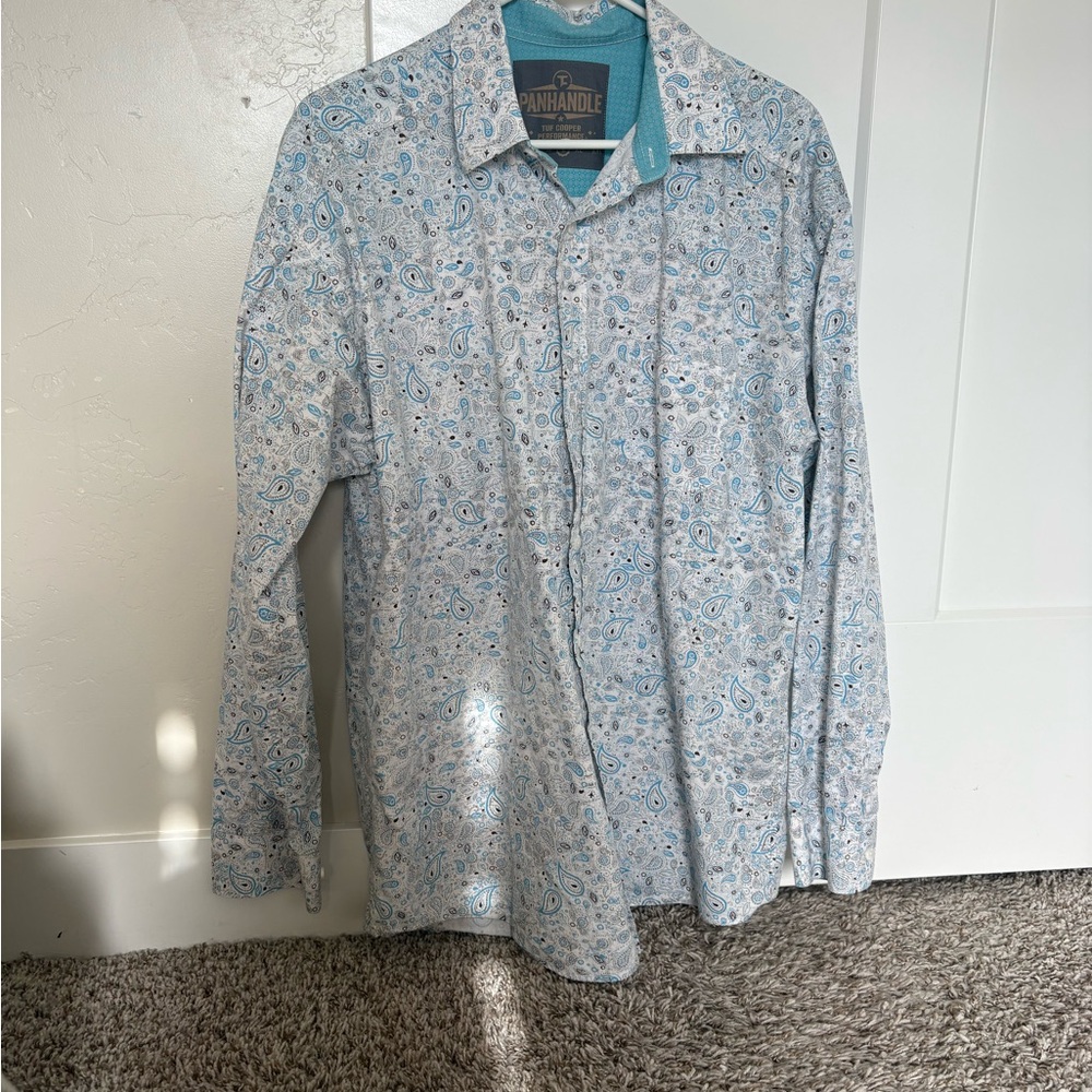 Panhandle Tuf Copper Paisley Pearl Snap Western Shirt L